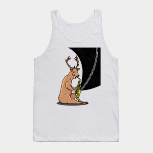 Cartoon deer playing a sax Tank Top